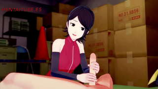 سارادا عليه ، تمتص ، تيتجوب و هو مارس الجنس من قبل بوروتو